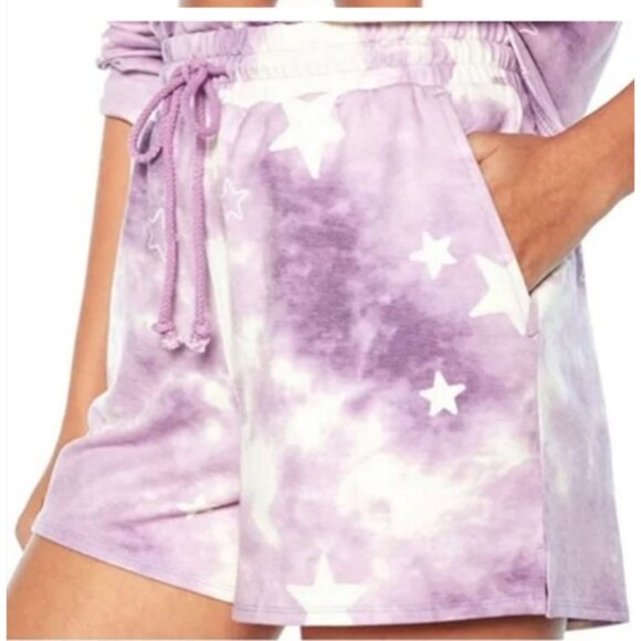 Wildfox $160 Lounge Set Medium Tie Dye Stars Sweatshirt & Shorts NWT - Picture 2 of 6
